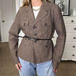 Brown tweed blazer with button Photo 7