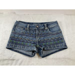 GRACE Dark Wash Embroidered‎ Embellished Denim Jean Shorts Women's SZ 30 Boho Blue Photo 3