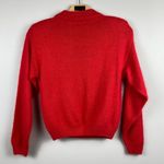 David Benjamin DB Sport Sweater L Red Silk Angora Knit Faux Leather Long Sleeve Size L Photo 4