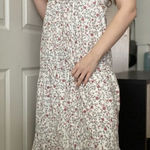 WAYF  Plaza Ditsy Floral Tiered Cotton Cut-Out Maxi‎ Dress Sz Small Puff Sleeve Photo 0