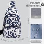 Navy and White Leaf Print Sling Bag. 11.8 x 6.6 x 4.3”. NWT Blue Photo 3
