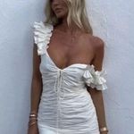 ZARA Blogger Favorite Off White Ruched Front Mini Dress Sz.S NWT Photo 2