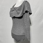 ZARA Knit Off The Shoulder Frill Long Sleeve Bodysuit Heather Grey Size Medium Photo 5