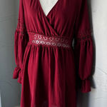 SheIn Burgundy Lace Long Sleeve Dress Photo 0