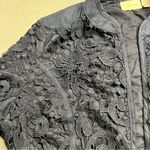 Chico's Chico’s Navy Blue Lace Open Front Lightweight 100% Linen Jacket Blazer Small EUC Photo 1