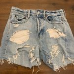 American Eagle  Jean Shorts 00 90s Boyfriend Short Blue Distressed Ripped Photo 0