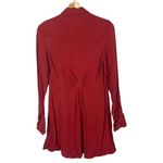 Free People This Town Red Printed Long Sleeve Button Down Mini Dress S Photo 17
