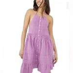 Free People  Desert Days Mini Pleated Dress Dramatic Orchid Cotton Large NWT Photo 2