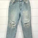 ZARA  Light Wash Distressed Mom Jeans Size 8 Photo 0