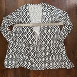 LuLaRoe black and white geometric print draped cardigan, size L Photo 3