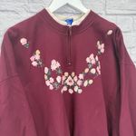 Vintage PFI Grandma Collared Sweatshirt Size 2XL Maroon Red Puff Floral 1/4 Zip Photo 1