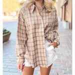 Princess Polly  Plaid Shirt Womens Size 2 Jacket Long Sleeve Button Up‎ Top Brown Photo 8