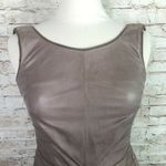 Armani Collezioni  Dress Womens 2 Lamb Leather Sleeveless Taupe Fitted Photo 2