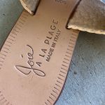 Joie  Size 37 Two Strap Leather Flat Slide Sandal Cream/Brown Neutral Photo 2