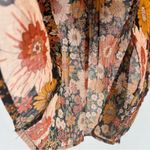 Natural Life Floral Raw Edge V-Neck Blouse Lightweight Cotton Relaxed Fit S/M Photo 7