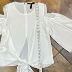 BCBG Maxazria Skipper White Tie Back Cold Shoulder Blouse XS Photo 7