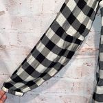 Loft Gingham back buttoned blouse lantern sleeves M black white check pullover Photo 3
