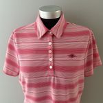 Nike  Golf x Disney Polo Shirt Womens Large Pink White Striped Athletic Photo 1