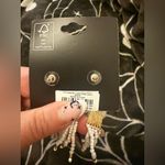 Torrid Gold White Beaded Arch Hammered Metal Statement Fringe Stud Earrings Photo 6