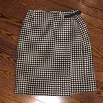 Ralph Lauren Black White Houndstooth Wool Lined Wrap Skirt Leather Closure Sz 4 Photo 4