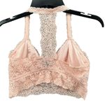 Auden Bralette L Pink Lightly Lined Racerback Lace Overlay Stretch Feminine Size L Photo 2