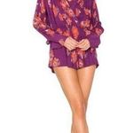 Free People  Tuscan Dreams Purple Floral Wrap Long Sleeve Tunic S Photo 2