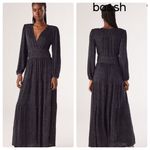 Ba&sh  ROBE FALONE maxi dress long sleeve glitter blue size XS 2 C7 Photo 1