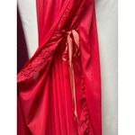 Vtg Slip Dress Red Maxi Gown‎ Lace Trim Side Tie Nylon Sz L Coquette Lingerie Size L Photo 2