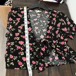 LA Hearts  Black Floral Top Open Front w/Tie Size Medium Photo 6