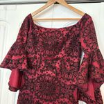 Venus Burgundy And Black Velvet Off Shoulder Dress Size 10 Photo 3