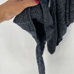 Lost Ink Metallic Ruffled Shark Bite Crop Bell Sleeve Pleated Babydoll Sweater Blue Size XS Photo 3