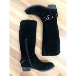 Very Volatile Black Suede Knee High Moto Boot Leather Chain Stud Size 7.5 New Photo 9