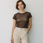Free People  Intimately Crop Mesh Tee Bundle - Sizes XS & S, Brown and Dark Brown Photo 3
