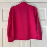 Talbots  Bright Pink Grid Waffle Knit Mock Neck Pullover Sweatshirt Button SizeXS Photo 7