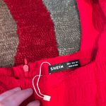 SheIn NWOT Short Sleeve Puff Sleeve Square Neck Mini Red Dress Western Style S Photo 2