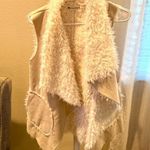 The Impeccable Pig  Fuzzy Beige Sleeveless Vest Photo 0