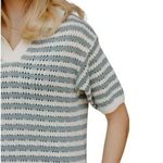 Miou Muse Striped Open Knit Midi Dress Collared Blue/White Size M NEW Blue Size M Photo 4