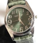 Gossip  Green Face/Leather Band Quartz Silver Tone New Battery Working Watch Photo 1