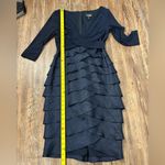 Adrianna Papell  Navy Blue Sheath Dress Tiered Ruffle Skirt 4 Formal Cocktail Photo 7