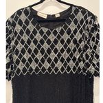 Laurence Kazar 1980s Lawrence Kazar New York Black Silk Beaded Evening Gown 3X Photo 5