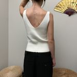 kilte los angeles white ribbed knit v neck cotton cashmere sweater tank top Photo 2