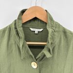 John Mark  Olive Green Textured Button Front Shirt Tunic Top Size Small Roll Tab Photo 2