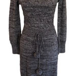 Alice + Olivia Size S Dorie Grey Marled Midi Sweater Dress Wool Cashmere Fringe Photo 0