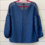 Massimo Dutti Embroidered Chambray Peasant Top NEW Size 4 Photo 1
