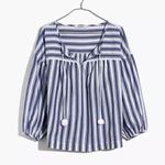 Madewell  Coastal Peasant Top in Shea‎ Stripe Blue & White XXS Photo 0