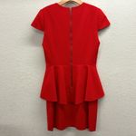 Alice + Olivia Ember Peplum Fitted Dress in Cherry Size 8 Mini Cap Sleeve Red Photo 9