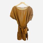 INCLAN STUDIO Millie Faux Leather Mini Dress Medium TAN BROWN Butterscotch NWOT Photo 2