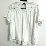 Akemi + Kin Anthropolgie  Top Womens XL White Lace Eyelet Short Sleeve Flowing Photo 2