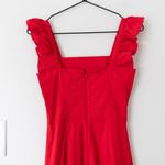 STAUD Valentina Square Neck Red Cotton Flutter Sleeve Midi Dress Size XS Photo 5