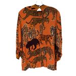 Anthropologie Zaniya Menagerie Animal Print Top Women's XS Orange Boho Hippie Photo 7